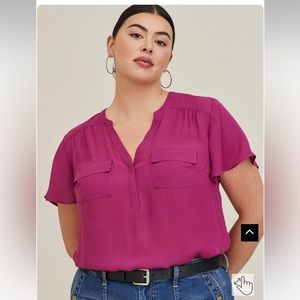 Torrid Harper Georgette Flutter Sleeve Blouse